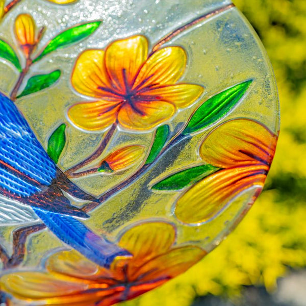 18" Glass Bowl Birdbaths With Metal Stand