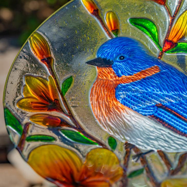 18" Glass Bowl Birdbaths With Metal Stand