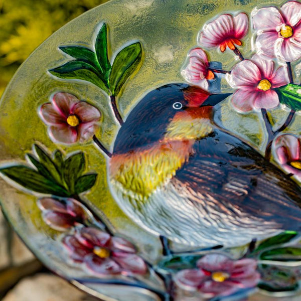 18" Glass Bowl Birdbaths With Metal Stand