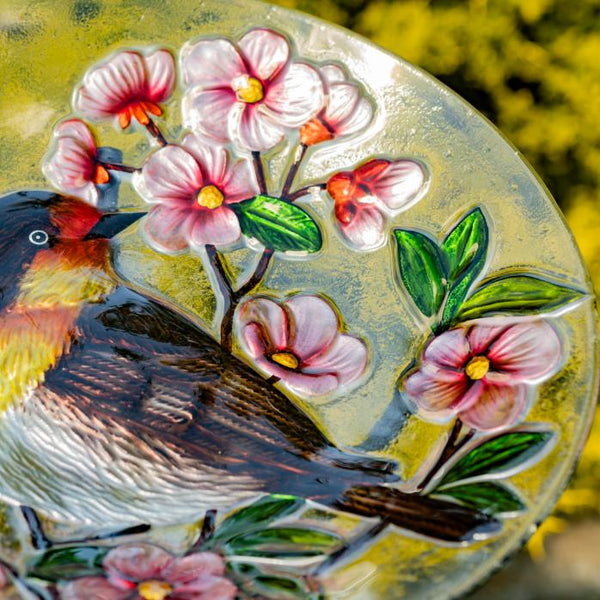 18" Glass Bowl Birdbaths With Metal Stand