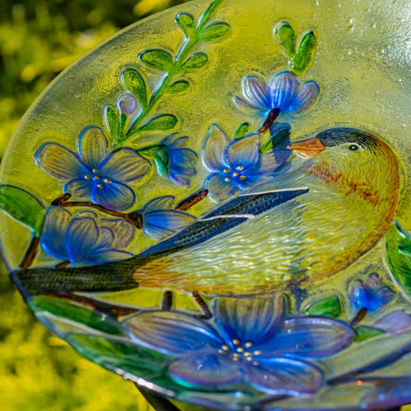 18" Glass Bowl Birdbaths With Metal Stand