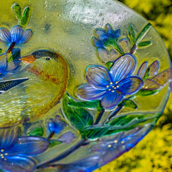 18" Glass Bowl Birdbaths With Metal Stand