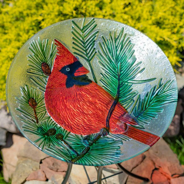 18" Glass Bowl Birdbaths With Metal Stand