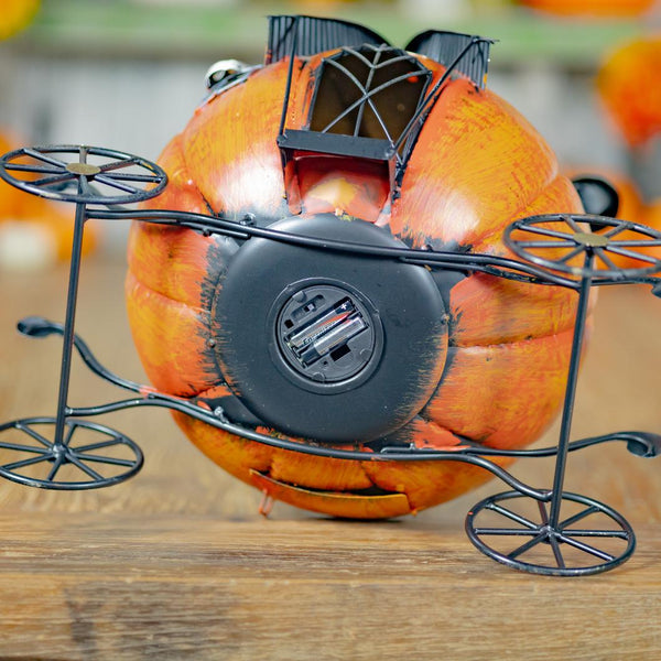 Haunted Forest Metal Halloween Pumpkin Carriage & Candleholder