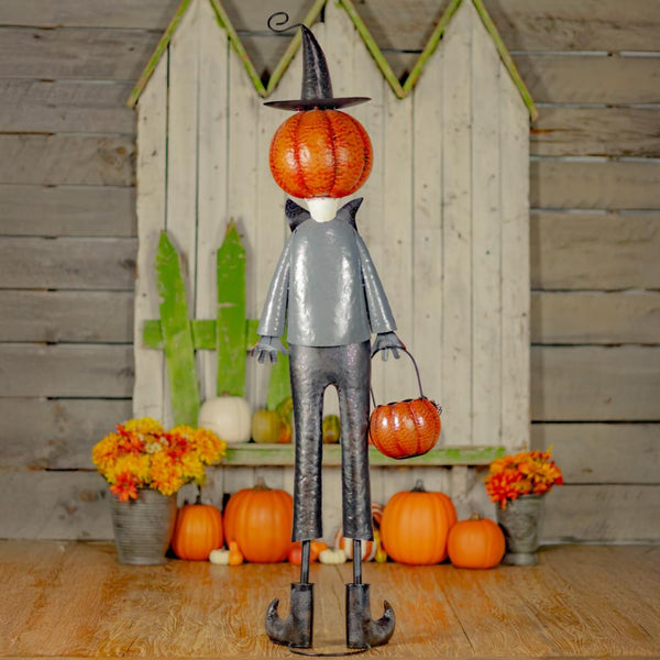 Jack-O-Lantern Gentleman Basket of Spiders Unique Decoration 56.5" Tall