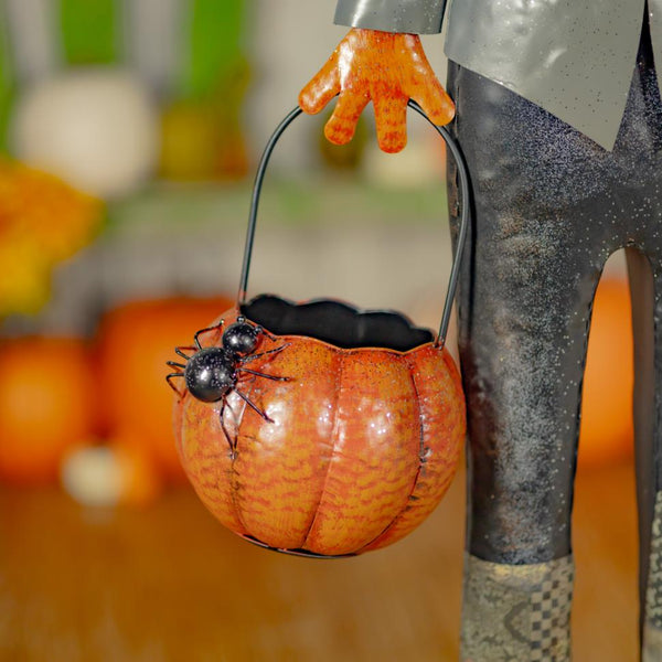 Jack-O-Lantern Gentleman Basket of Spiders Unique Decoration 56.5" Tall