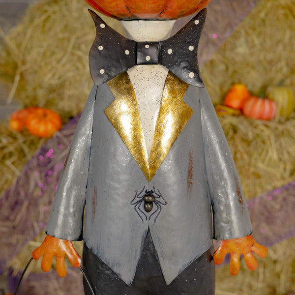 Jack-O-Lantern Gentleman Basket of Spiders Unique Decoration 56.5" Tall