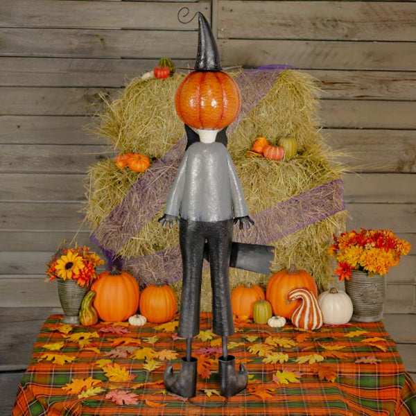 Jack-O-Lantern Gentleman Basket of Spiders Unique Decoration 56.5" Tall
