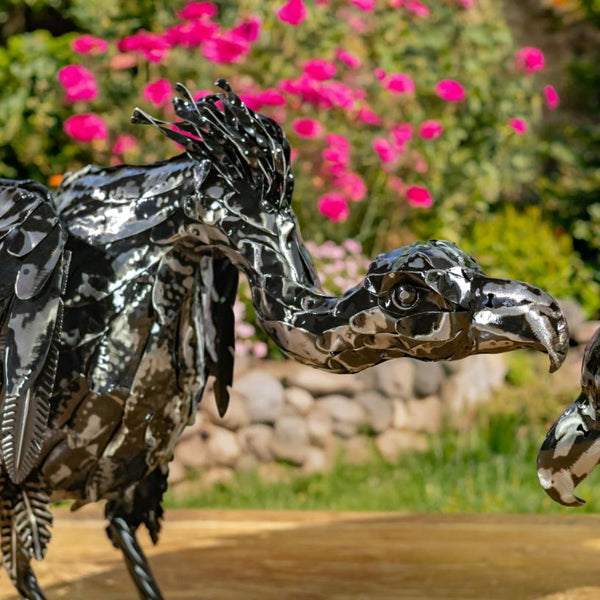 Set of 2 Assorted Galvanized Iron Vulture Figurines "Scavenger & Swoop"