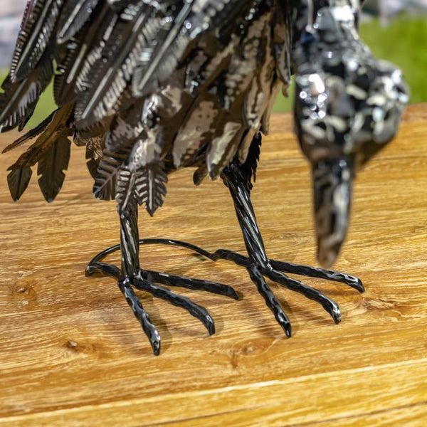 Set of 2 Assorted Galvanized Iron Vulture Figurines "Scavenger & Swoop"