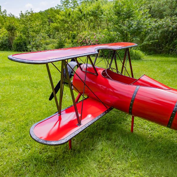 10ft. Long Metal Decorative Bi-Plane Decoration with Seating