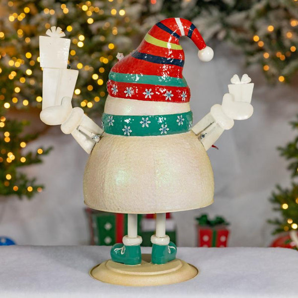 Iron Snowman Holding Presents Figurine Greeting Decoration 27" Tall