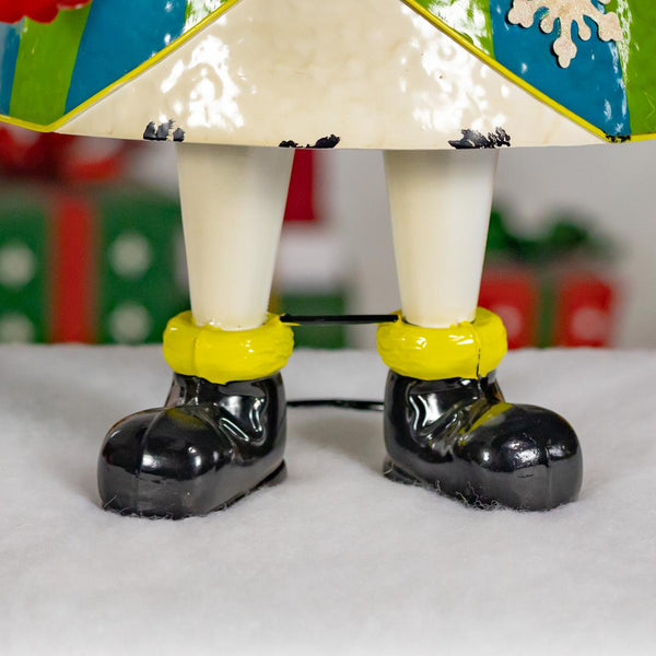 Iron Snowman with Top Hat Holding Candy Cane Figurine 25.5" Tall