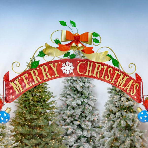 Large Entry "Merry Christmas" Archway with Santa's Elves 10.75ft. Tall