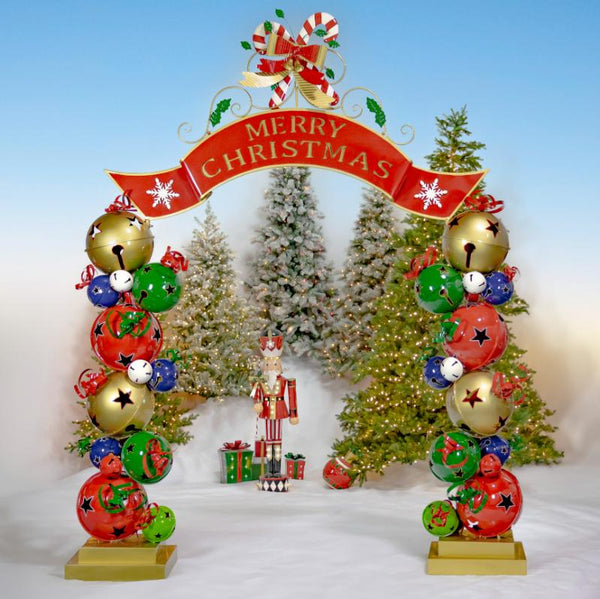 Christmas Archway Entryway with Jingle Bell Pillars "Sophia" 10ft. Tall