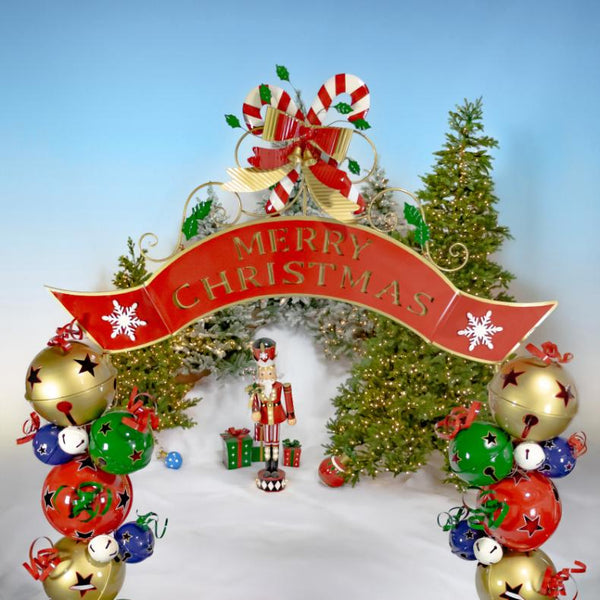 Christmas Archway Entryway with Jingle Bell Pillars "Sophia" 10ft. Tall