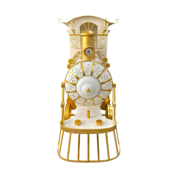 12.5ft. Large White & Gold Iron Train with Cart "The North Pole Express"