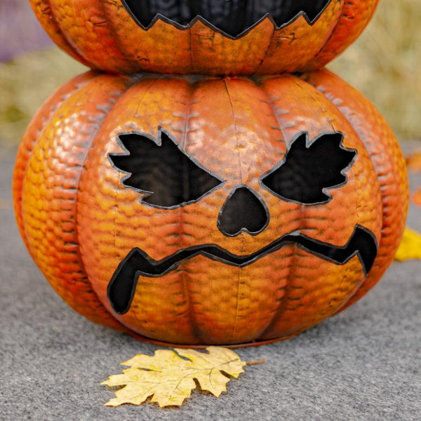 Jack-O-Lantern Pumpkin Stack Halloween Decoration 31" Tall Iron Metal