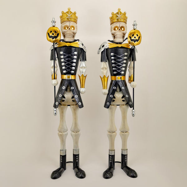 Set of 2 Standing Gold Ancient Skeleton Sentry Guard Soldiers