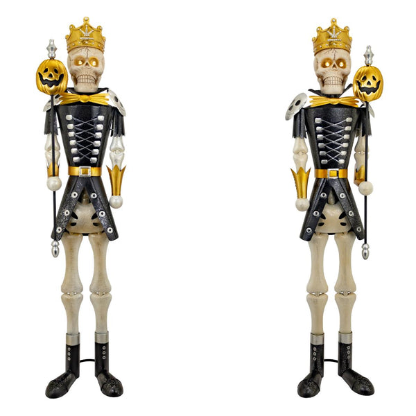 Set of 2 Standing Gold Ancient Skeleton Sentry Guard Soldiers