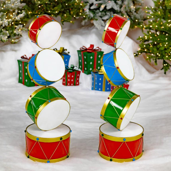 Christmas Drum Decorative Display Tower "Aaron" 43.15" Tall lron Metal