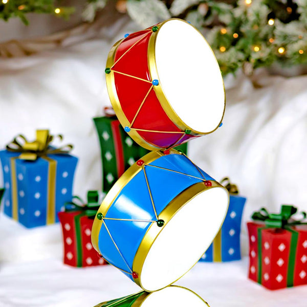 Christmas Drum Decorative Display Tower "Aaron" 43.15" Tall lron Metal
