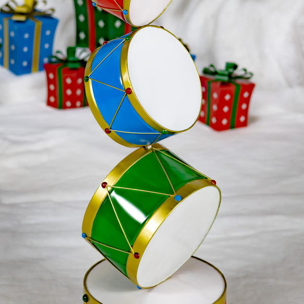 Christmas Drum Decorative Display Tower "Aaron" 43.15" Tall lron Metal