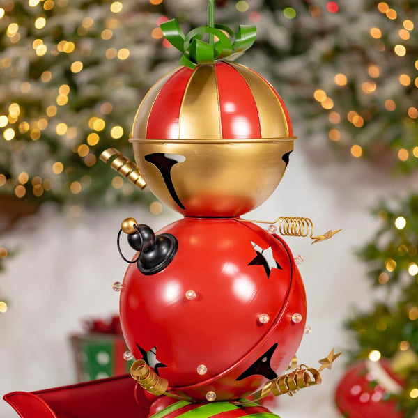 Christmas Sleigh with Giant Jingle Bells - Large 59" Tall Iron Metal
