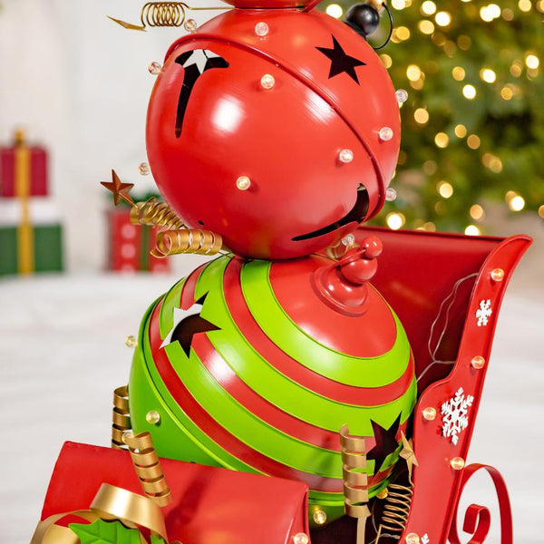 Christmas Sleigh with Giant Jingle Bells - Large 59" Tall Iron Metal
