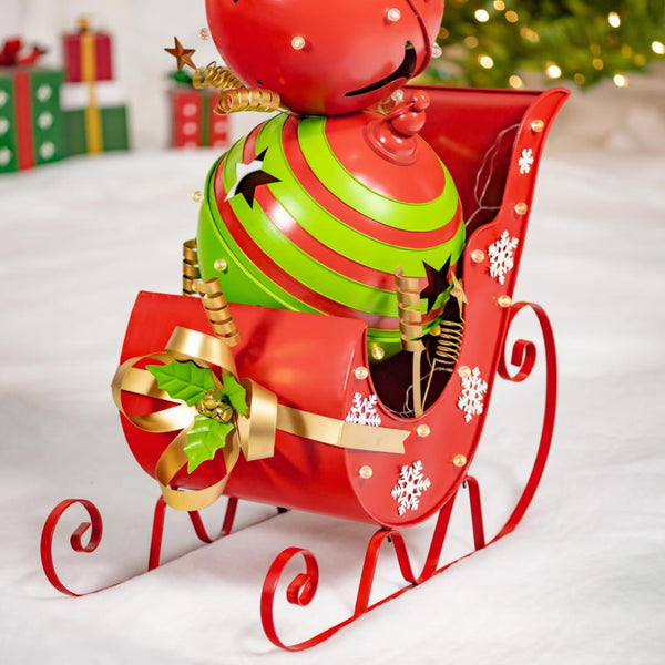 Christmas Sleigh with Giant Jingle Bells - Large 59" Tall Iron Metal