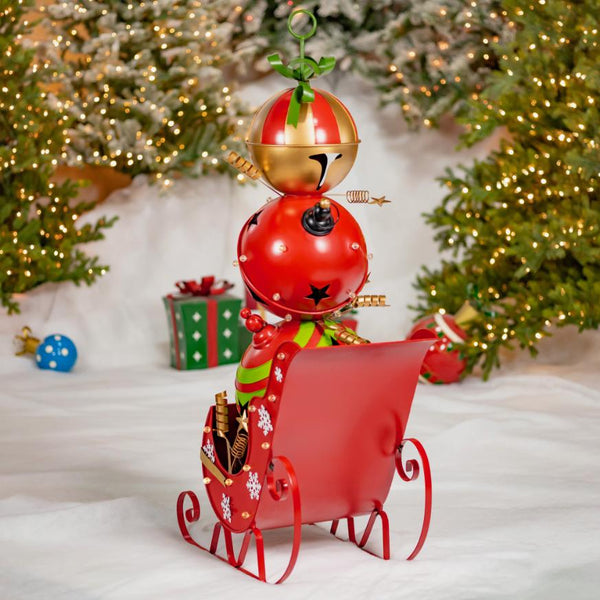 Christmas Sleigh with Giant Jingle Bells - Large 59" Tall Iron Metal