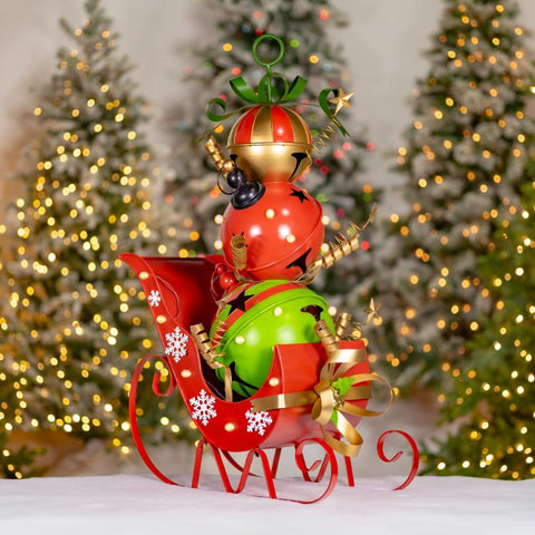Christmas Sleigh with Giant Jingle Bells - Medium 44" Tall Iron