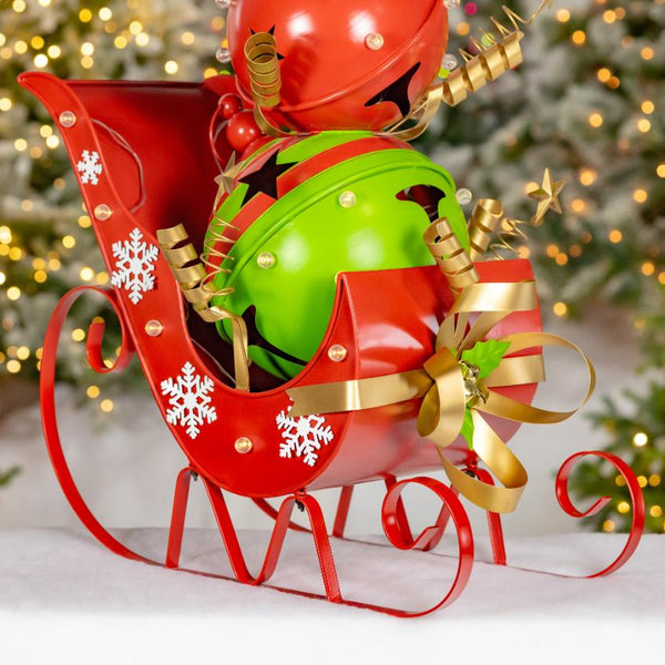 Christmas Sleigh with Giant Jingle Bells - Medium 44" Tall Iron