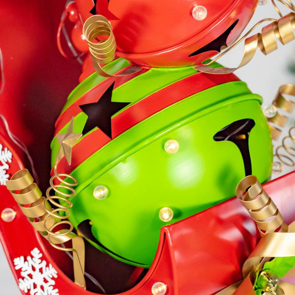 Christmas Sleigh with Giant Jingle Bells - Medium 44" Tall Iron