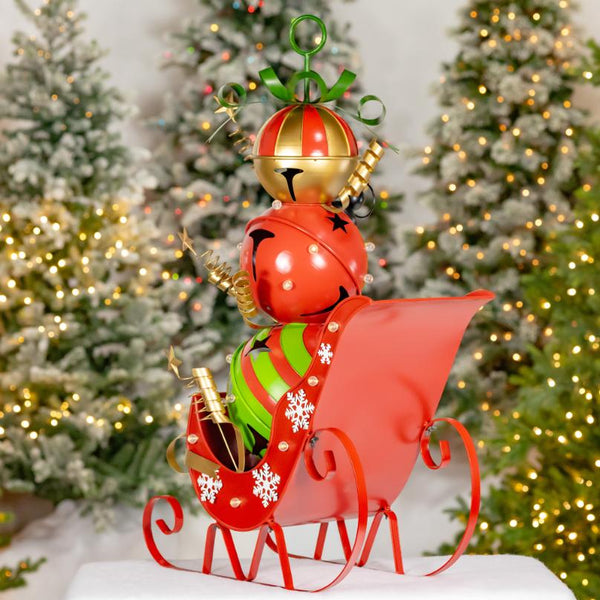 Christmas Sleigh with Giant Jingle Bells - Medium 44" Tall Iron