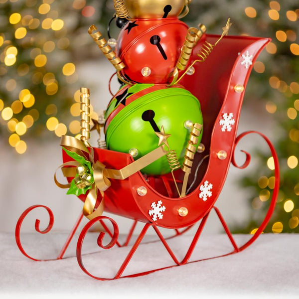 Christmas Sleigh with Giant Jingle Bells - Small 30.5" Tall Iron