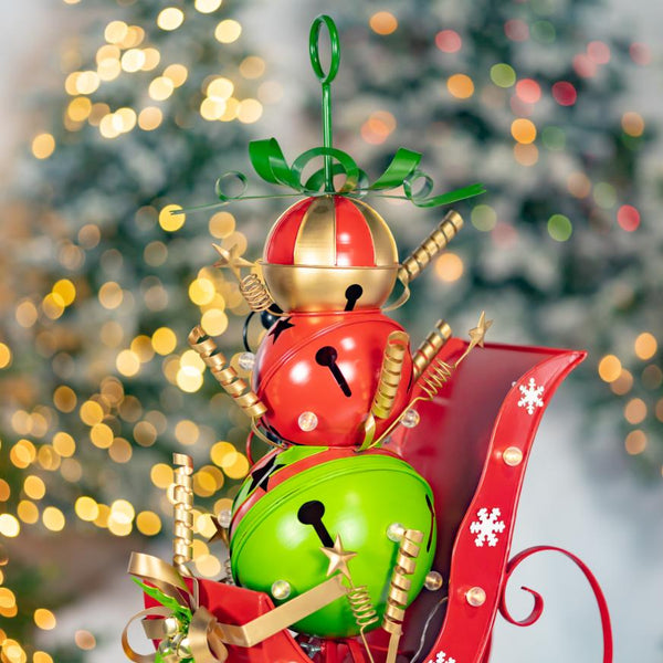 Christmas Sleigh with Giant Jingle Bells - Small 30.5" Tall Iron