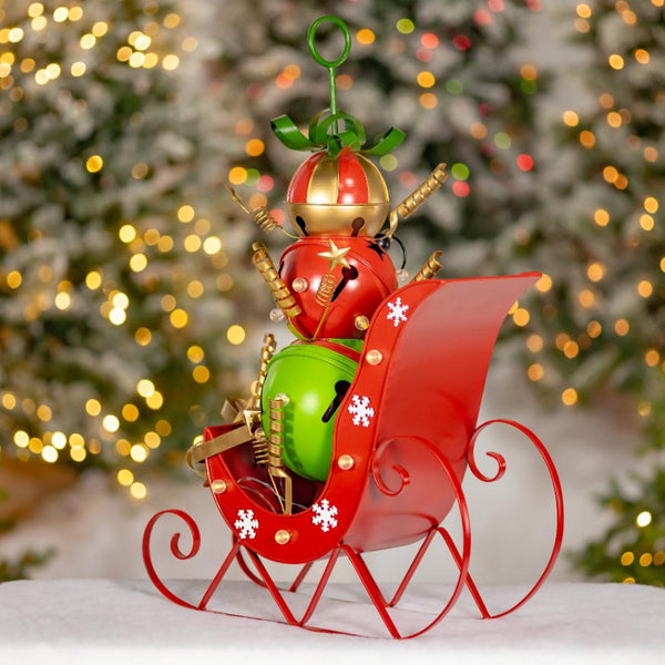 Christmas Sleigh with Giant Jingle Bells - Small 30.5" Tall Iron