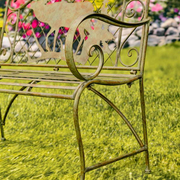 Classic Iron Benches with Animal Silhouette Shapes