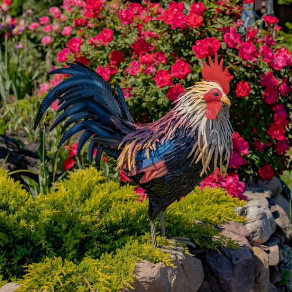 Painted Iron Rooster Figurines in 6 Styles