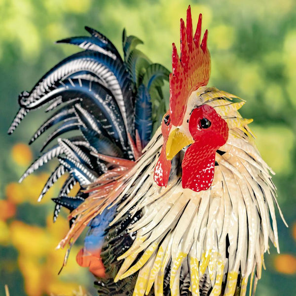 Painted Iron Rooster Figurines in 6 Styles