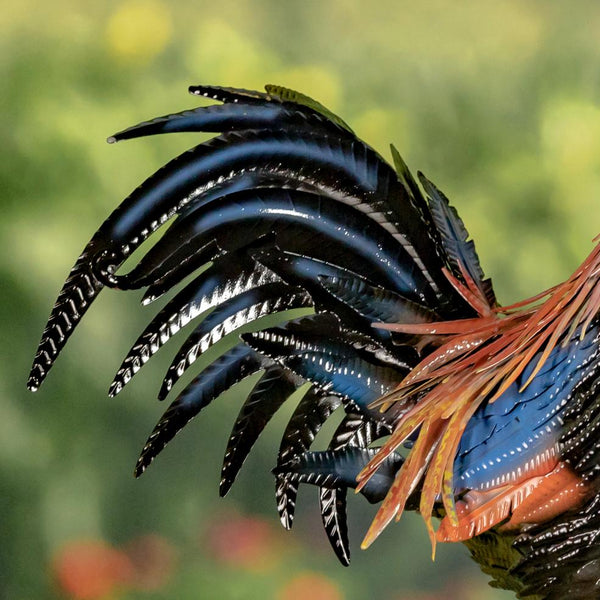 Painted Iron Rooster Figurines in 6 Styles