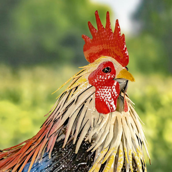 Painted Iron Rooster Figurines in 6 Styles
