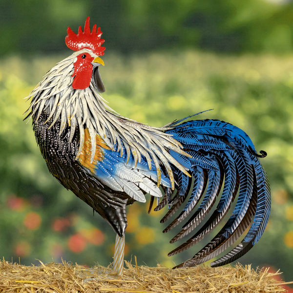 Painted Iron Rooster Figurines in 6 Styles