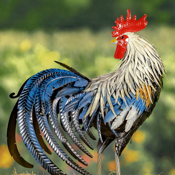 Painted Iron Rooster Figurines in 6 Styles
