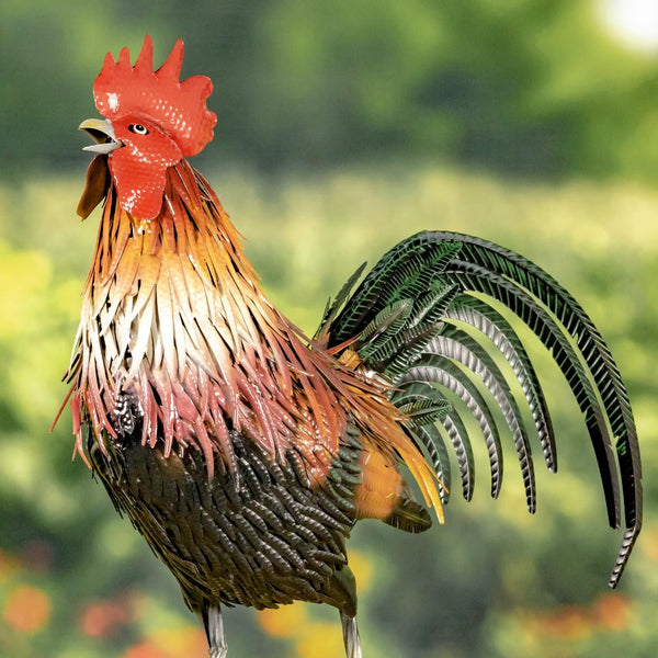 Painted Iron Rooster Figurines in 6 Styles
