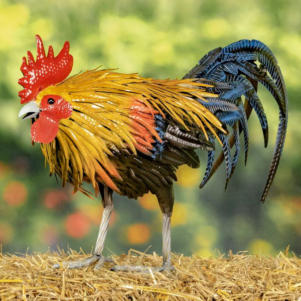Painted Iron Rooster Figurines in 6 Styles