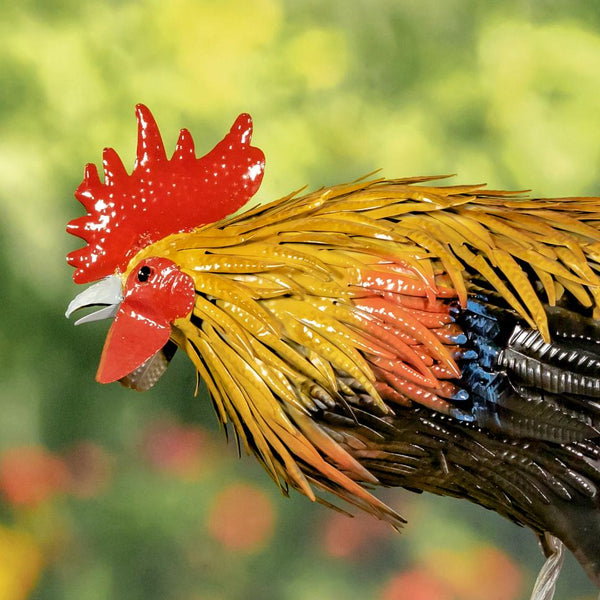 Painted Iron Rooster Figurines in 6 Styles