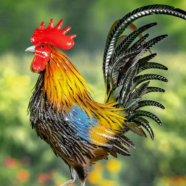 Painted Iron Rooster Figurines in 6 Styles