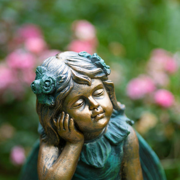 20" Tall Fairy Garden Statue Sitting on Flower "Gardenia"